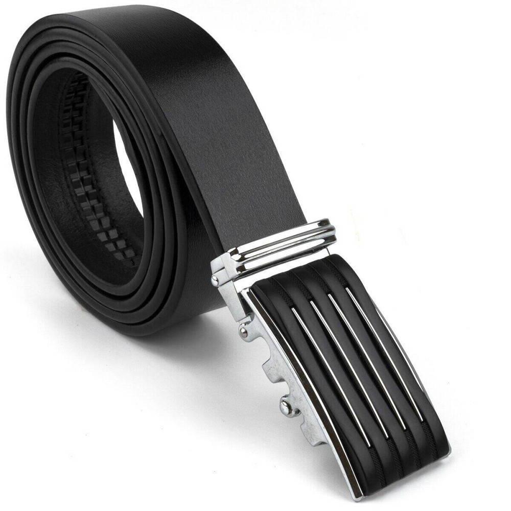 Ремень мужской с автоматической пряжкой полоска Vintage 20301 Черный Киев - изображение 5