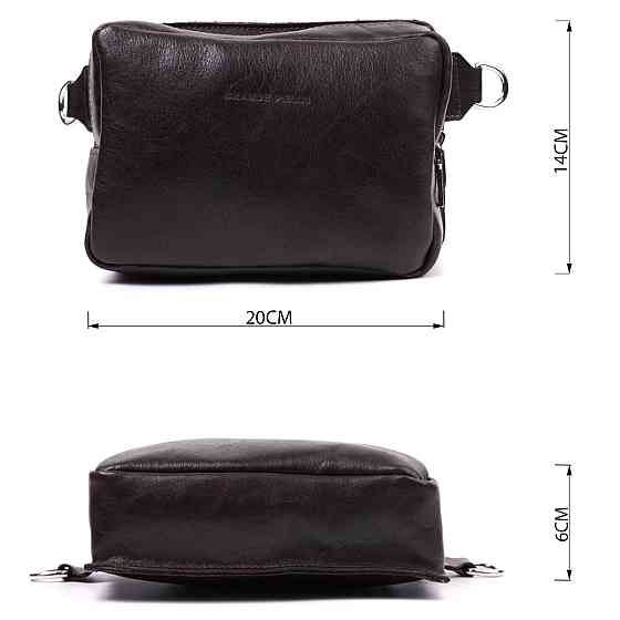 Прямокутна сумка бананка з якісної натуральної шкіри GRANDE PELLE 22575 Коричневий Київ