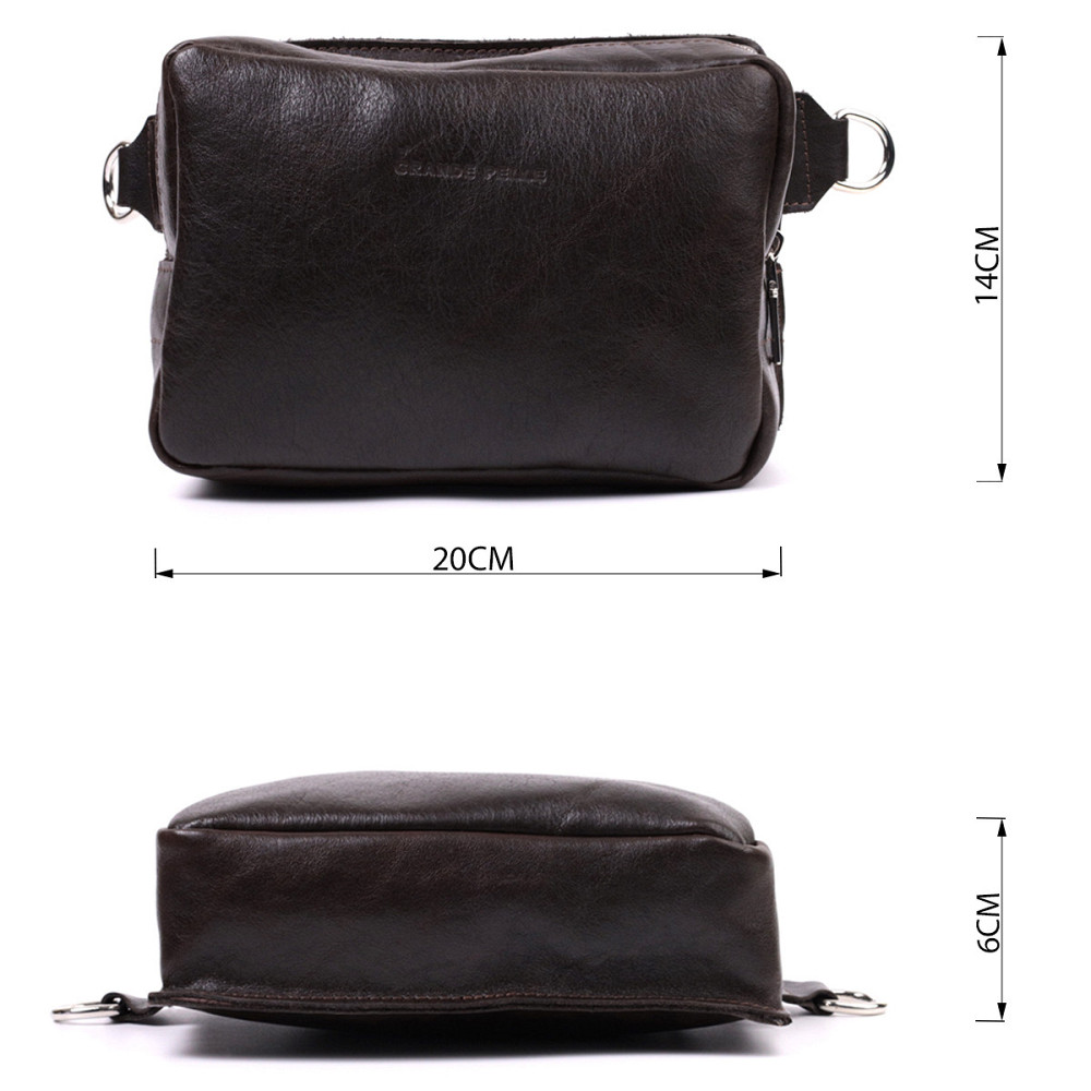 Прямоугольная сумка бананка из качественной натуральной кожи GRANDE PELLE 22575 Коричневый Киев - изображение 2