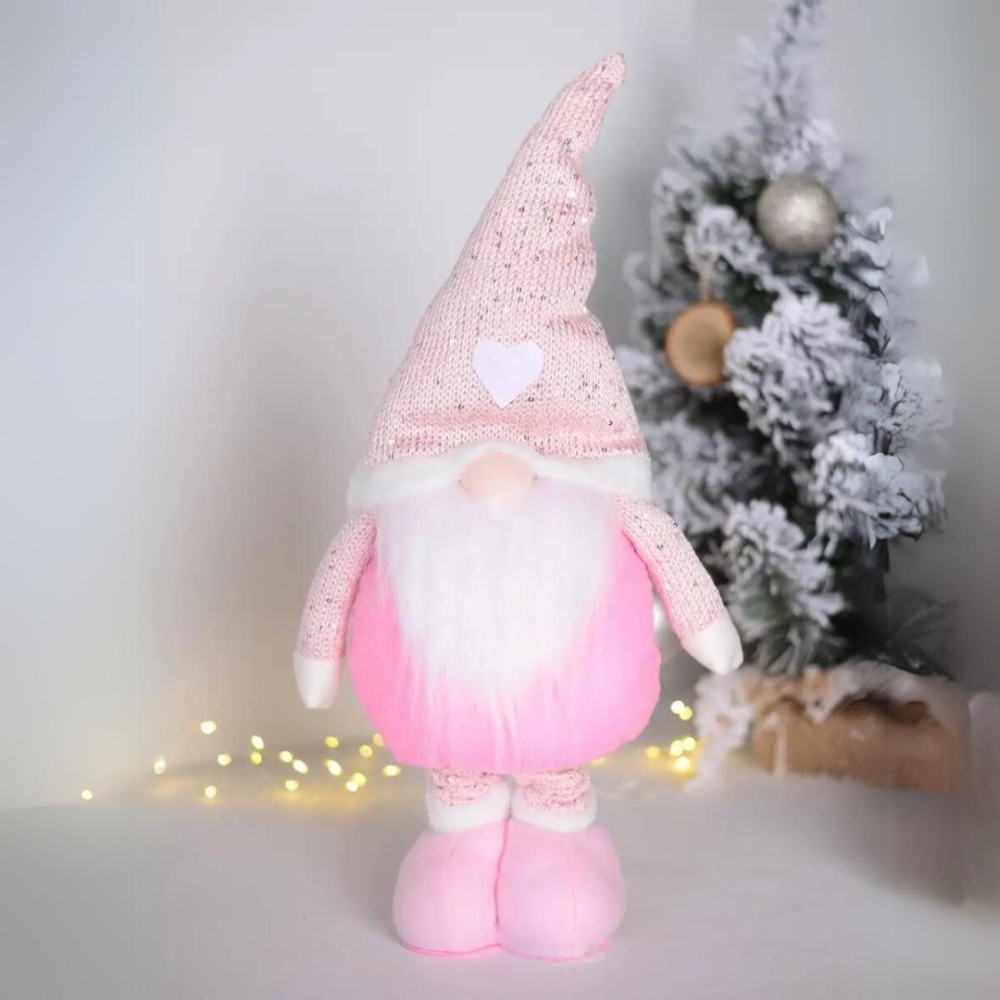 Новорічний гном під ялинку гном на ніжках декоративна фігура під ялинку Niki Light скандинавський гном 70 см рожевий Київ - фото 7