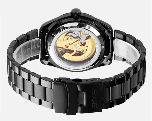 Чоловічий механічний годинник Skmei 9194 скелетон (Чорний) Вінниця - фото 5