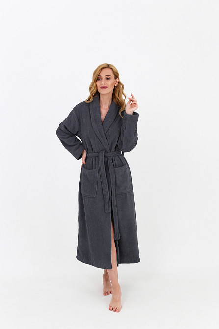 Жіночий махровий халат темно-сірий (56860783) XL Чернівці - фото 1