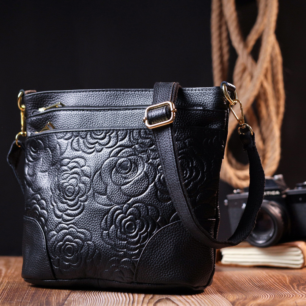 Красива жіноча сумка на плече Vintage sale_15002 шкіряна Чорний Київ - фото 6