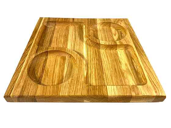 Деревянная тарелка прямоугольная из натурального дерева, закусочная тарелка 25х25х2,5 см Каменец-Подольский