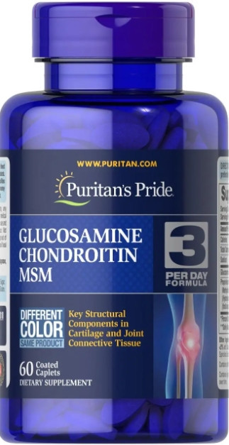 Глюкозамін хондроїтин і МСМ Puritan's Pride Double Strength Glucosamine Chondroitin MSM 60 таб Київ - фото 1