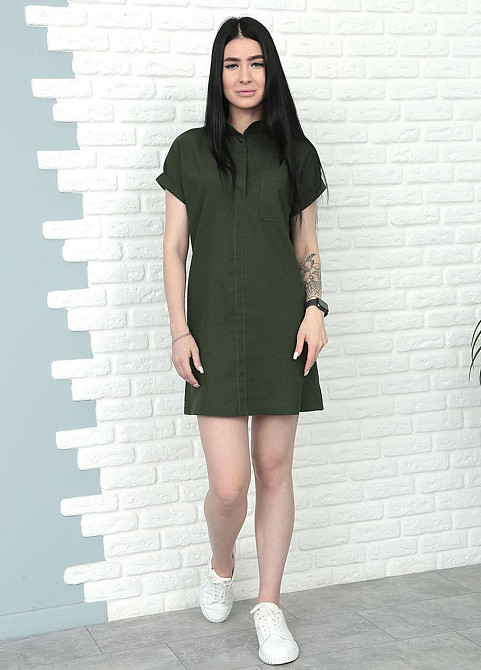 Жіноча лляна сукня літня "Avrora" оптом та по дропшипінгу | Норма 46-48, Хакі Київ - фото 3