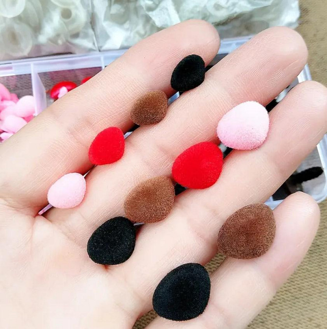 Набор бархатных носиков для игрушек - 70 шт 3 размера: 9×11 мм, 11×14 мм, 14×16 мм | С фиксаторами Киев - изображение 4