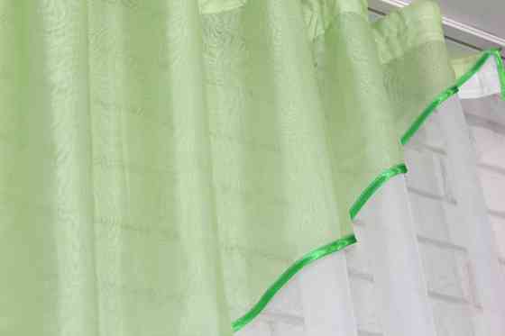 Кухонная занавеска VR-Textil № 053к салатовый с белым 280х170 см (50-045) Киев