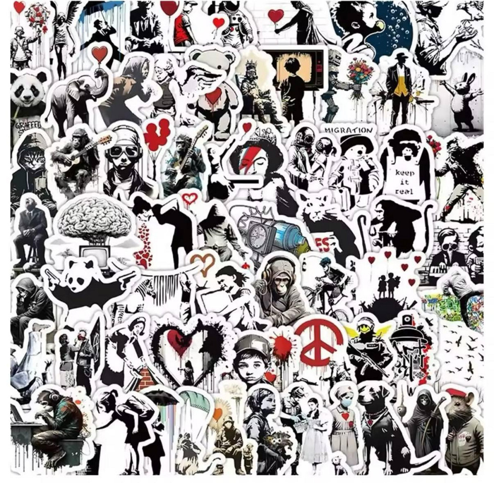 Наклейки граффити Бенкси, уличное искусство - Водонепроницаемые Виниловые Эстетические Наклейки, Наб Киев - изображение 1