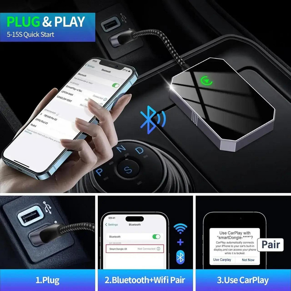 Автомобільний безпровідний адаптер CarPlay BY960M Луцк - изображение 4
