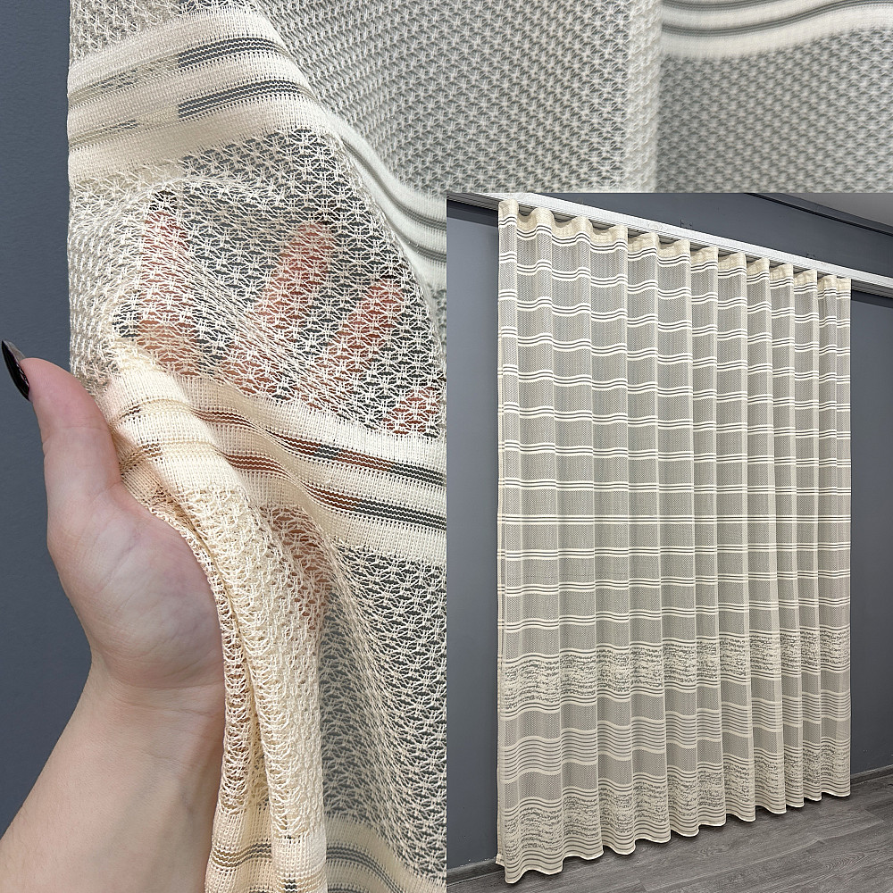 Тюль VR-Textil 1896т Lauren Жакард Бежевый 300х270 см (42-0839) Киев - изображение 1