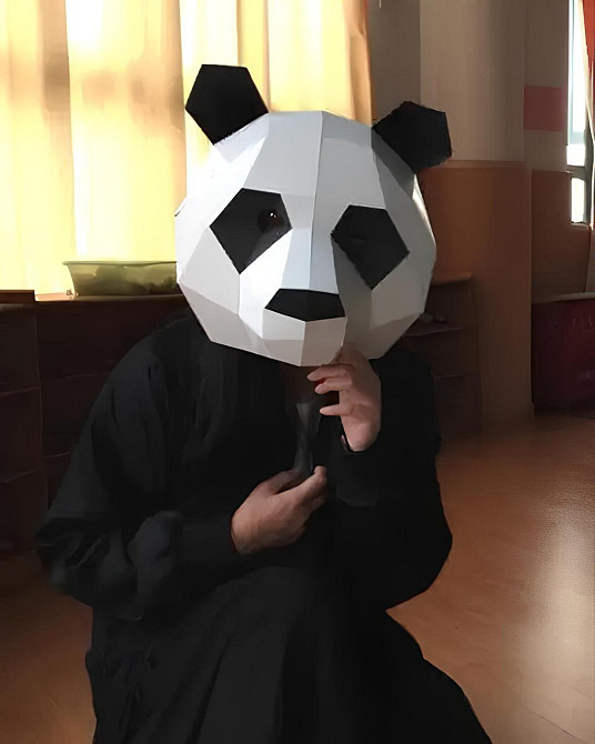 Маска панды RESTEQ из картона — 3D-маска для взрослых, бумажная панда для ручной сборки своими руками Киев - изображение 3