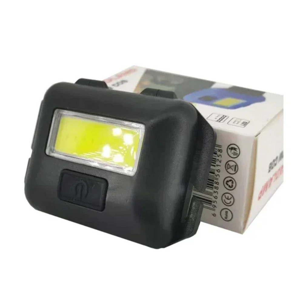 Налобний світлодіодний ліхтар на батарейках 10 Вт COB (в комплект не входить) 6 x 4 см чорний Київ - фото 3