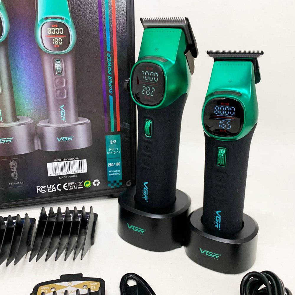 Електрична машинка для стрижки побутова VGR V-885 S2 GREEN, Машинка для стрижки від акб TW-64 Івано-Франківськ - фото 3