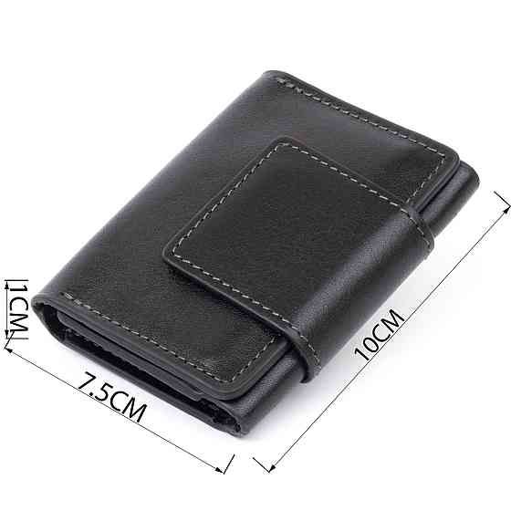 Візитниця для карток глянцева з натуральної шкіри GRANDE PELLE 11293 Чорна Київ