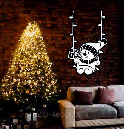 Декоративное настенное Панно «Снеговик», Декор на стену 70*44 см, Белый Киев