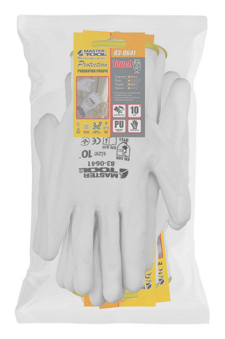 MASTERTOOL Рукавички безшовні трикотажні MASTERTOOL з поліуретановим покриттям долоні 10" 25-26 Коломия - фото 4