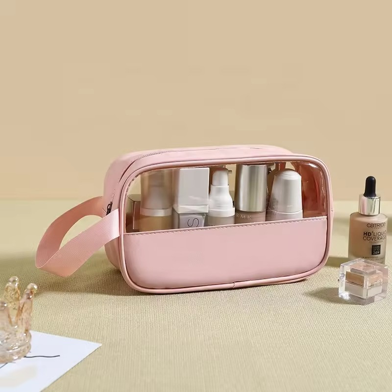 Косметичка органайзер женская, для ванной комнаты водонепроницаемая, розовая Каменец-Подольский - изображение 1