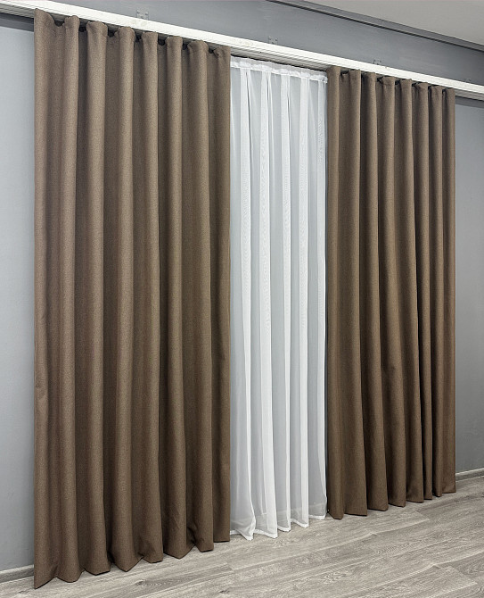 Комплект готових штор VR-Textil Блекаут двосторонній ASHEN NIGHT № 1854ш Коричневий 100х290 см 2 шт (31-997) Київ - фото 4