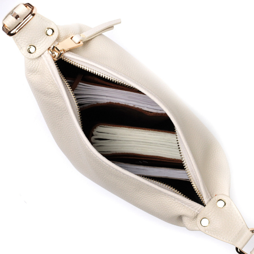 Удобная женская сумка с одной длинной ручкой из натуральной кожи Vintage 22307 Белая Киев - изображение 6