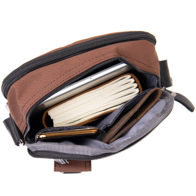 Сумка Vintage Текстильна чоловіча на два відділення Коричнева (20661) Вінниця - фото 2