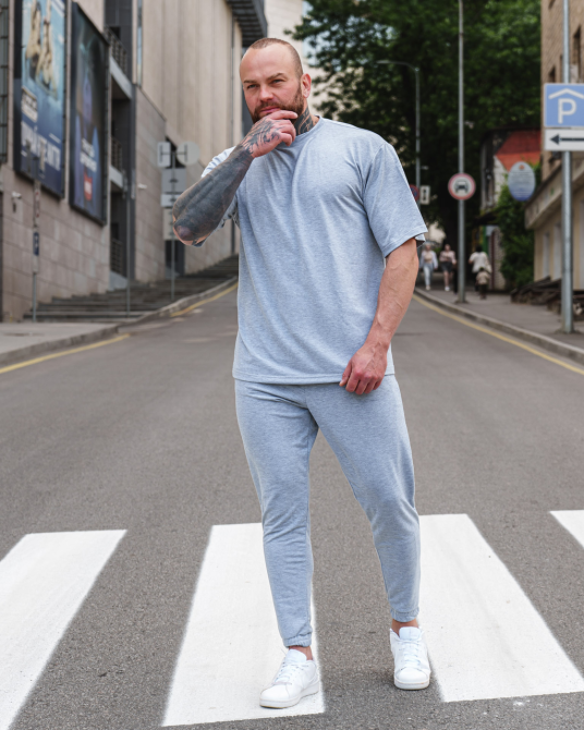 Комплект мужской футболка штаны Марсель оверсайз Серый M Харьков - изображение 5