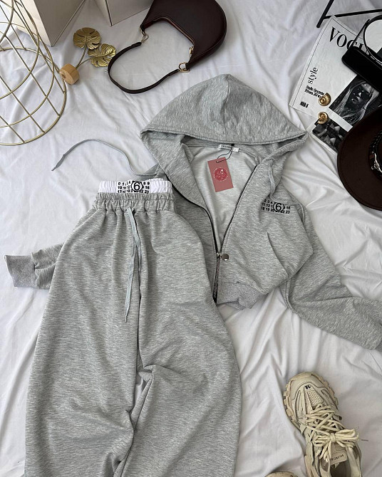 Жіночий стильний прогулянковий костюм з резинкою на штанах двунитка Одеса - фото 2