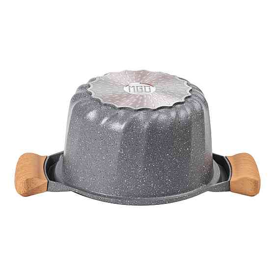 Кастрюля алюминиевая 3 л с крышкой, мраморное покрытие, серый Киев