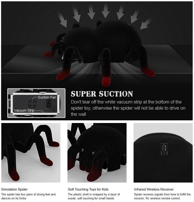 Радиоуправляемый паук, машинка-паук для стен и пола, светодиоды, аккумулятор, игрушка для детей От 6 лет Киев - изображение 7