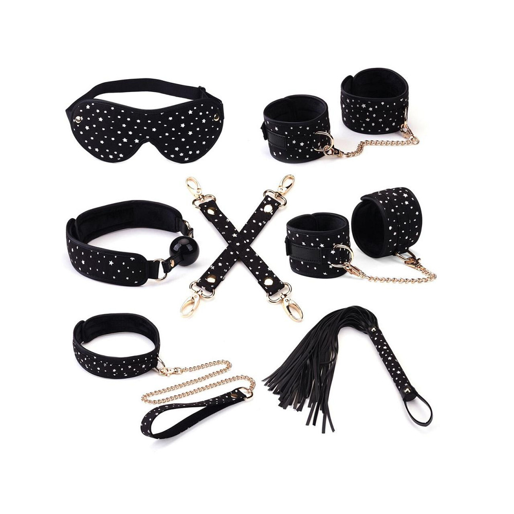 Набор Liebe Seele Stary Nights 7pcs Bondage Kit, фиксаторы, ошейник с поводком, кляп, флоггер, маска Sex Aura Киев - изображение 1
