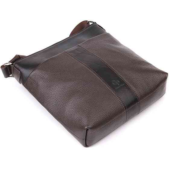Стильна сумка через плече для чоловіків із натуральної шкіри GRANDE PELLE 22884 Коричневий Київ