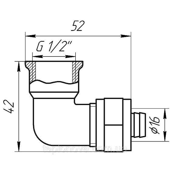 Уголок с внутренней резьбой APE 752 L 1/2″х16 ITALY Черновцы