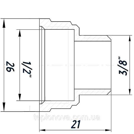 Перехідник редукційний 1/2"х3/8 НН нікельований восьмигранний NK323O OPTIMUM Чернівці