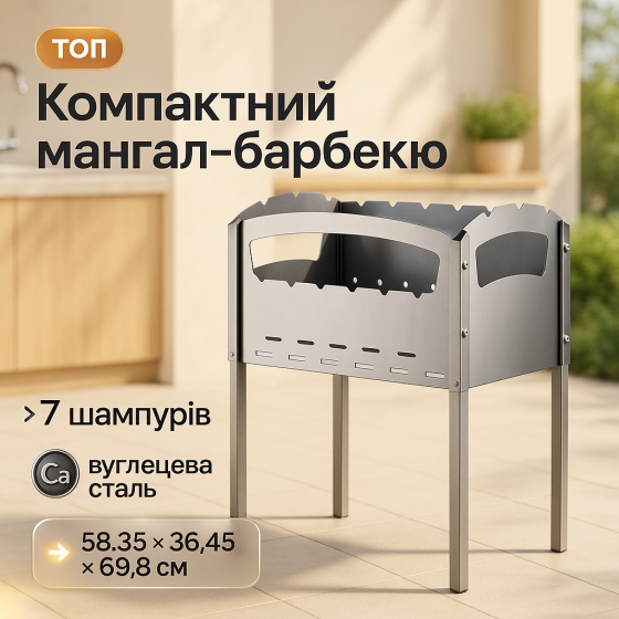 Мангал вуличний, Туристичний переносний мангал, Розкладні мангали, Розкладний мангал-валіза DB-48 Львів