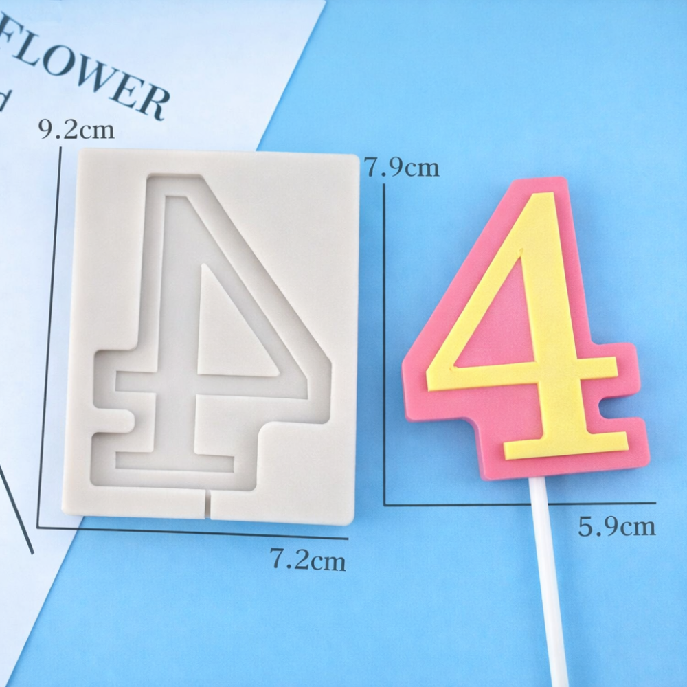 Молд силиконовый цифра 4 универсальный 92 на 72 мм серый Киев - изображение 3