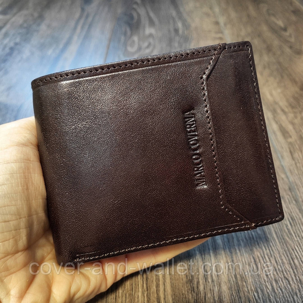 Тонкий маленький чоловічий гаманець із натуральної шкіри Marco Coverna Київ - фото 6