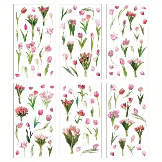 Набор наклеек «Тюльпаны» – 6 листов для декора и скрапбукинга Киев