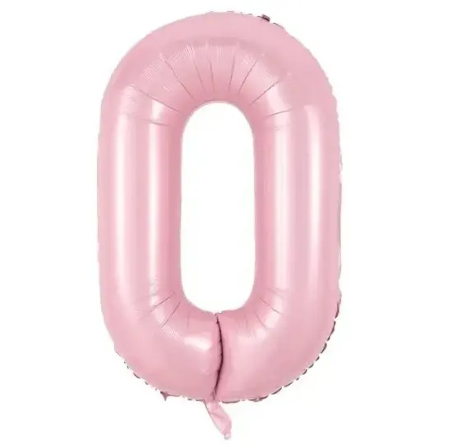 Цифра фольгирована 0 розовая  30