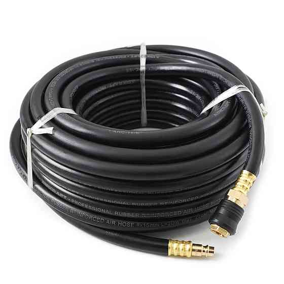 Шланг гумовий армований повітряний (PROFI) 20 атм 10x17мм, 15м з латунними швидкороз'ємними з'єднаннями AIRKRAFT AHC-16-J Чернігів