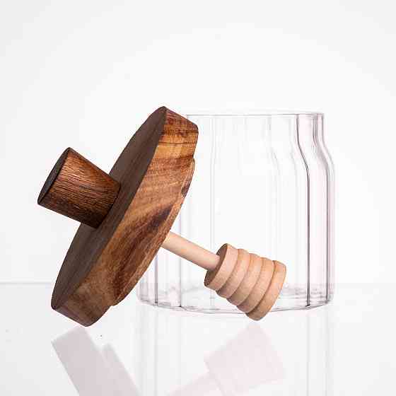 Yiwu Медовниця скляна з кришкою і ложкою 320 (мл) 64486-4 Коломия