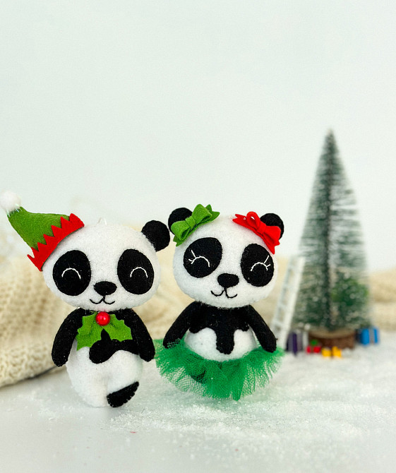 Новогодняя елочная игрушка из фетра ручной работы Панда (девочка) Киев - изображение 8