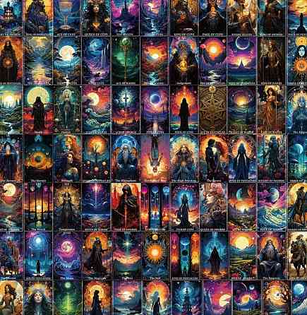 Набор наклеек Таро 78 шт – винтажные мистические наклейки для декора Киев