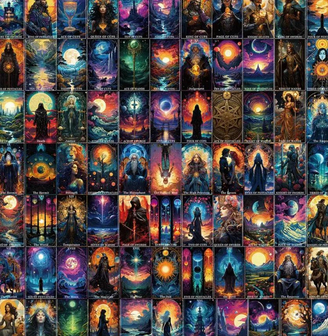 Набор наклеек Таро 78 шт – винтажные мистические наклейки для декора Киев - изображение 3