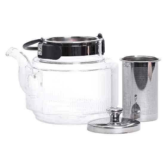 Заварник скляний чайник 1.1 л з ручкою і фільтром прозорий HP-33-4 Київ