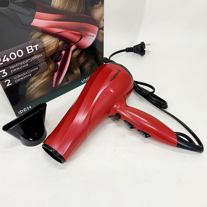 Электрический фен для волос с диффузором Vilgrand VHD-2430 2400 Вт, Мощный фен для волос AE-84 Львов - изображение 2