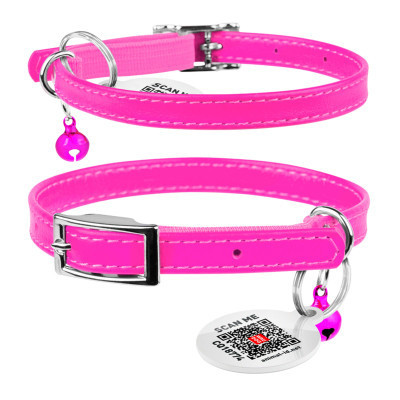 Ошейник для животных WAUDOG Glamour с QR паспортом Д 17-20 см розовый (32757) Винница - изображение 4