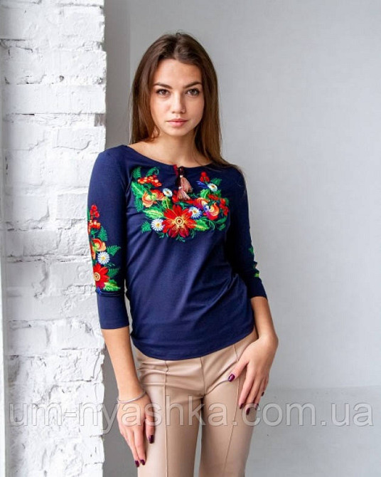 Вишиванка трикотажна жіноча з петриківським розписом жіноча трикотажна вишиванка петриківський розпис Кривий Ріг - фото 3