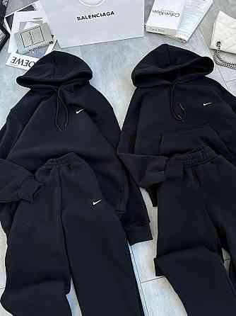 Чоловічий теплий стильний тринитний костюм на флісі + манжети рибана Чорний, 42/46 Одеса