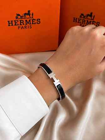 Браслет Hermes жёсткий | черная эмаль | напыление серебро 925  |  напыление серебро 925 Одесса