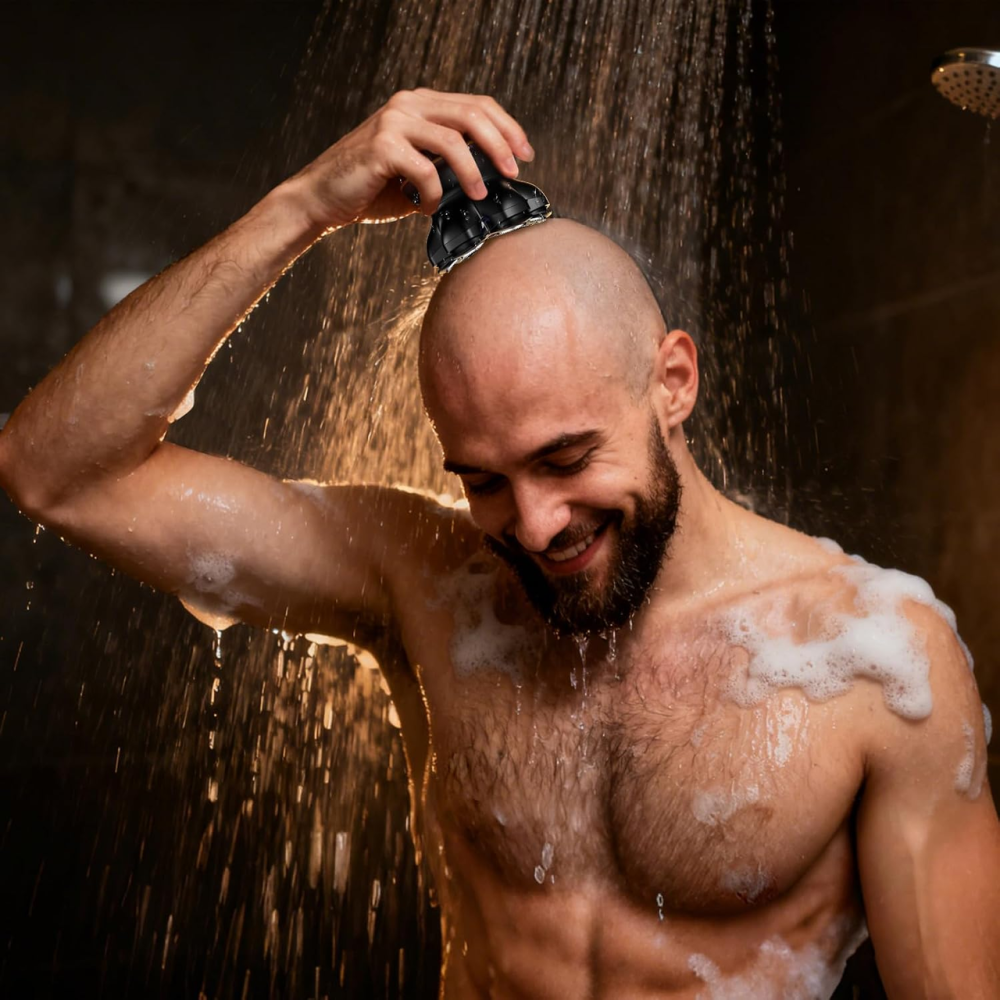 Електробритва MAXGROOM JK-1688-CA, 7D, IPX6, 1200 мАг, 90 хв роботи, 2 швидкості, LED-дисплей, чорно-помаранчева Київ - фото 8